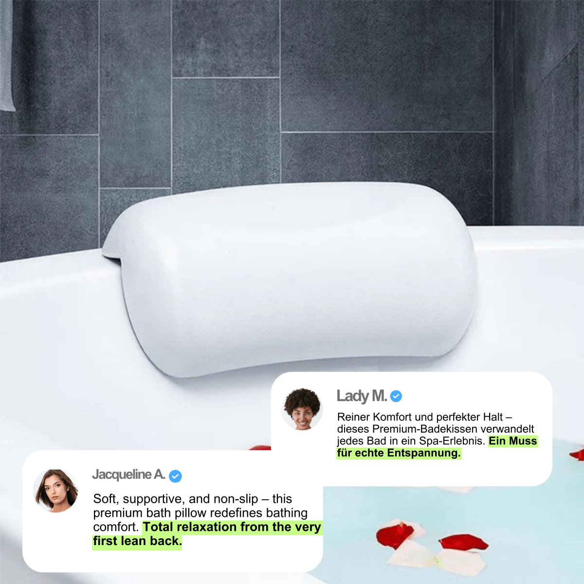 AquaCloud Premium-badkudde - Ergonomiskt nack- och huvudstöd för spa-liknande avkoppling hemma