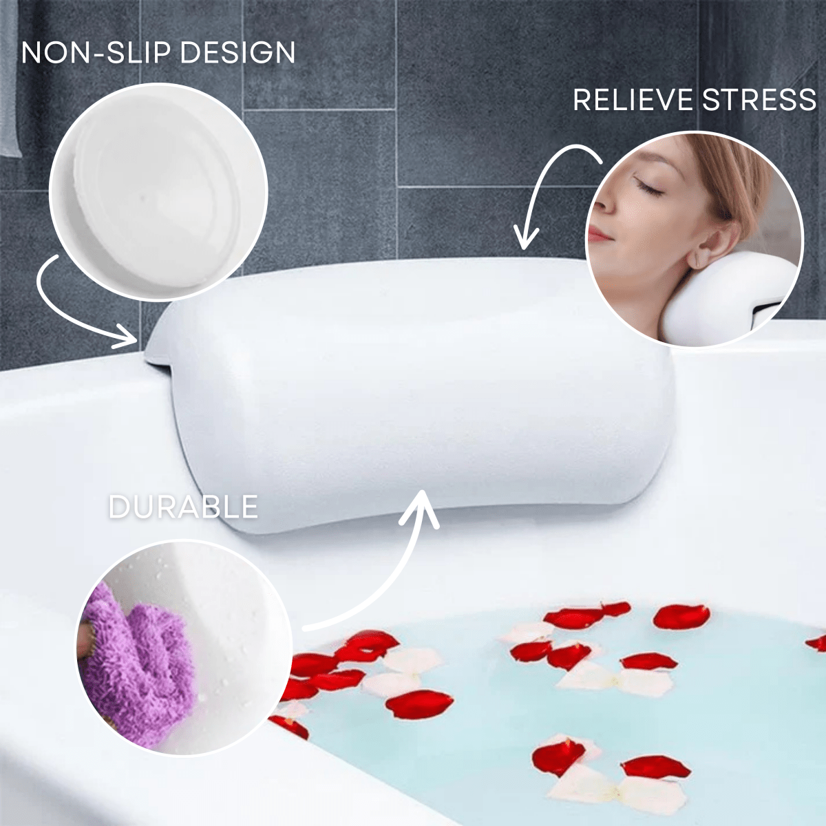 AquaCloud Premium-badkudde - Ergonomiskt nack- och huvudstöd för spa-liknande avkoppling hemma