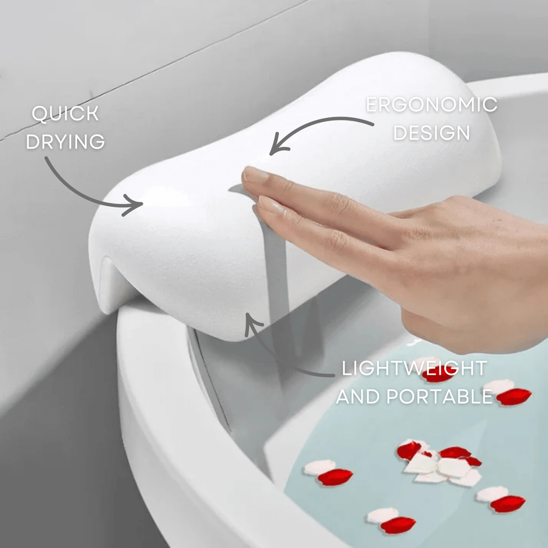 AquaCloud Premium-badkudde - Ergonomiskt nack- och huvudstöd för spa-liknande avkoppling hemma