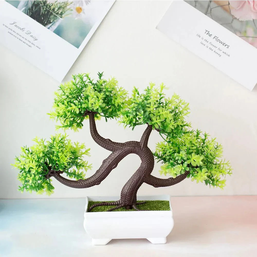 Konstgjord Potted Bonsai-träd - Realistisk Plast Dekor