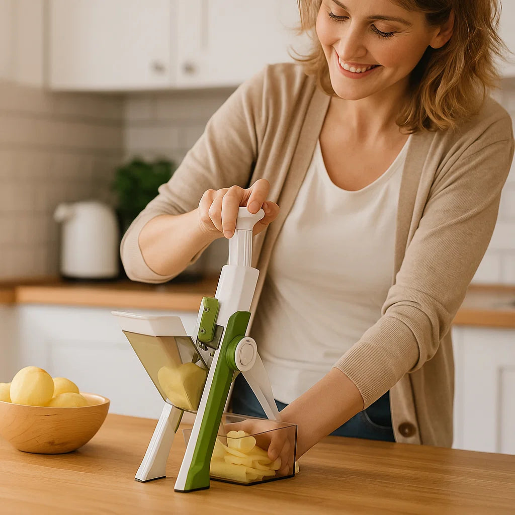 Säker multifunktionell skärverktyg för köket