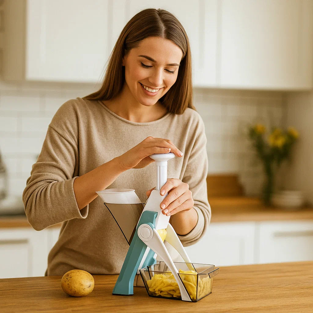 Säker multifunktionell skärverktyg för köket