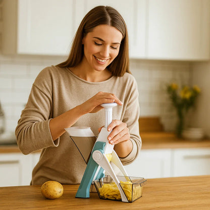 Säker multifunktionell skärverktyg för köket