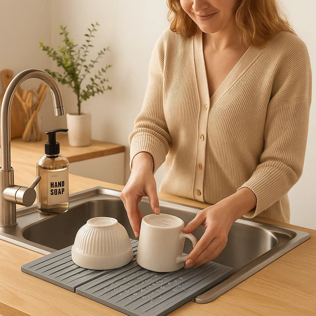 Fällbar silikon droppmatta - värmebeständigt design