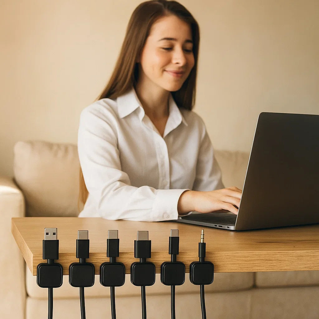 Magnetisk kabelorganisatör - Självhäftande kabelhantering 6-pack