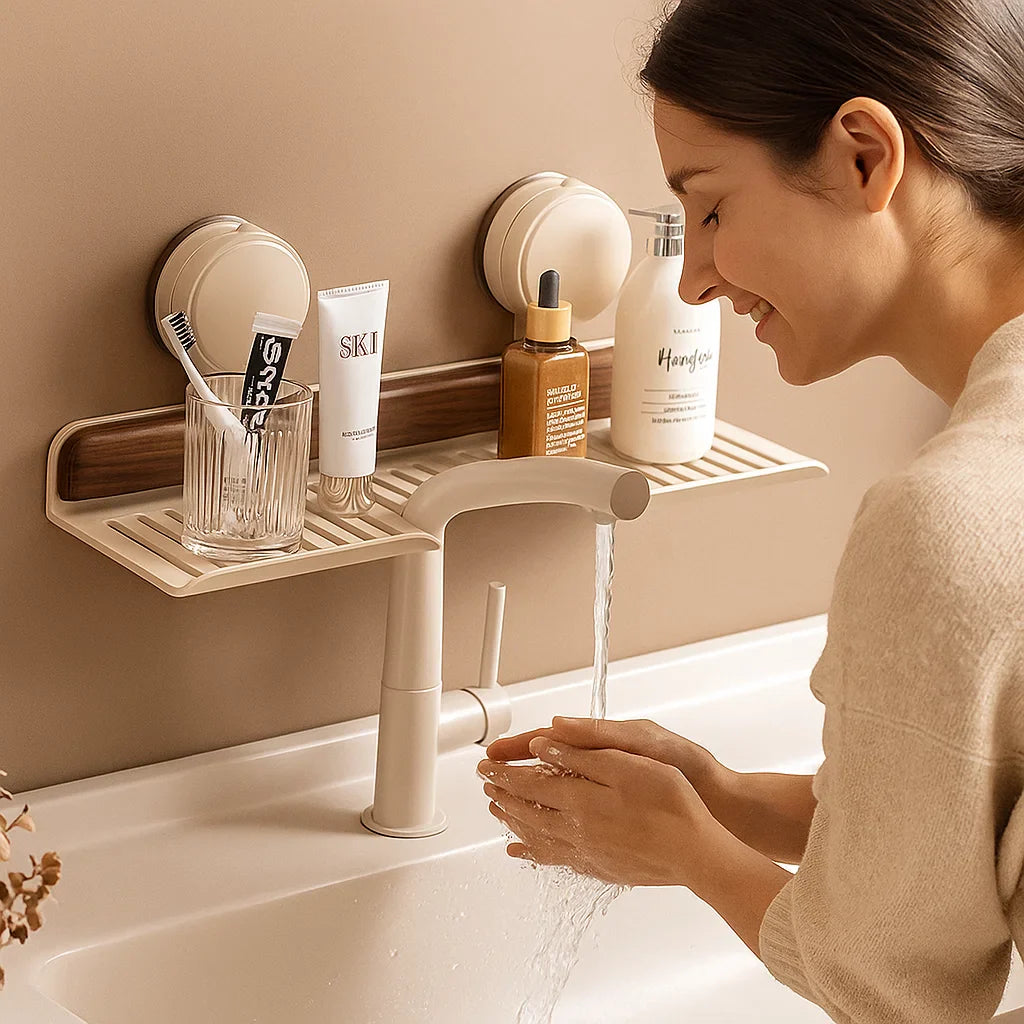 Badrums sugkop handfatshyllan i valnöt design