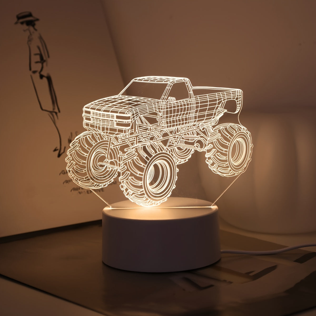 TruckLicht - Modern 3D Monster Truck LED Nattlampa