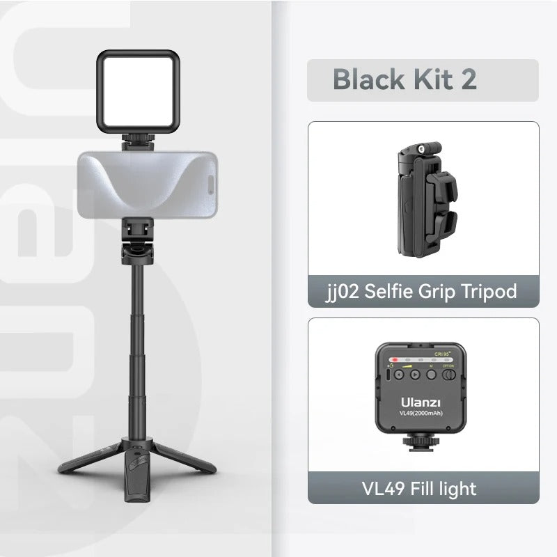 Bluetooth Selfie Stick med Stativ – 4-sektions Förlängningsbar Rotera Handtag för Stabila Skott