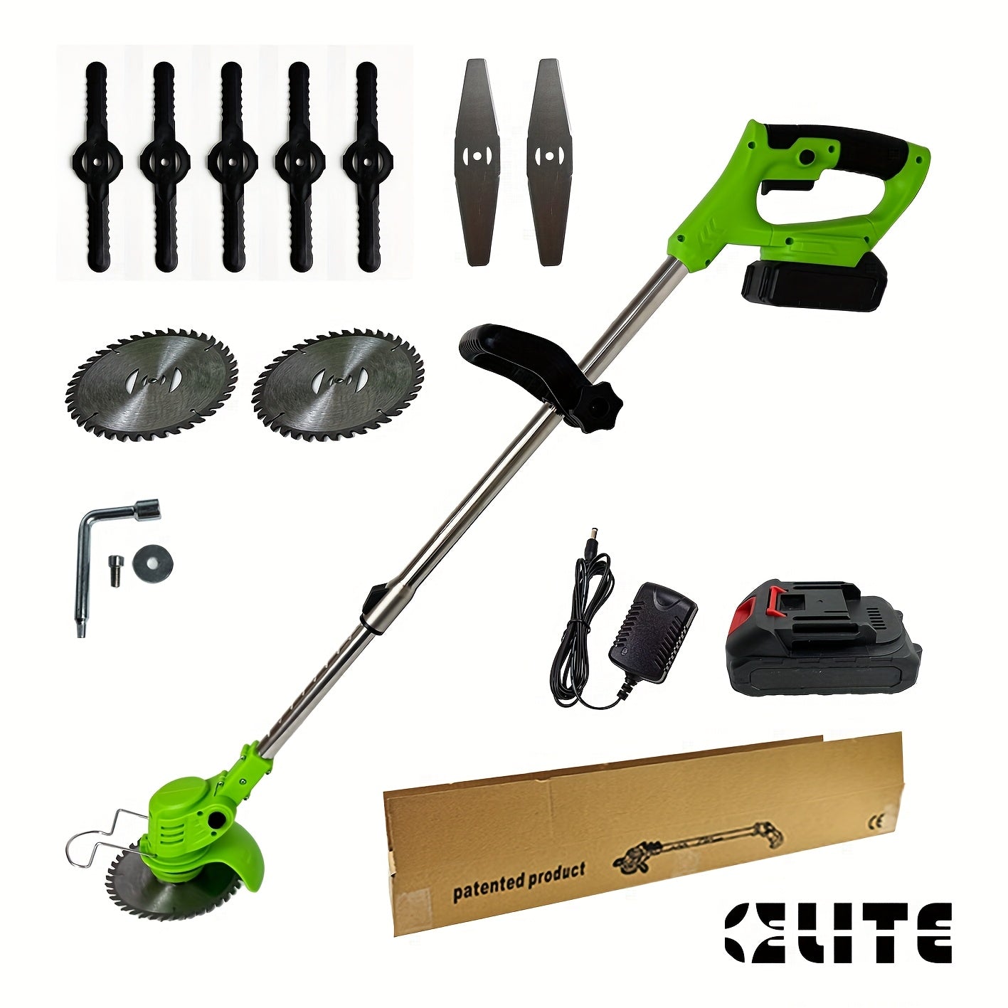 Carvallo Grästrimmer GrünKraft | Trådlös & Justerbar | Flera knivhuvuden | Lätt & Bärbar