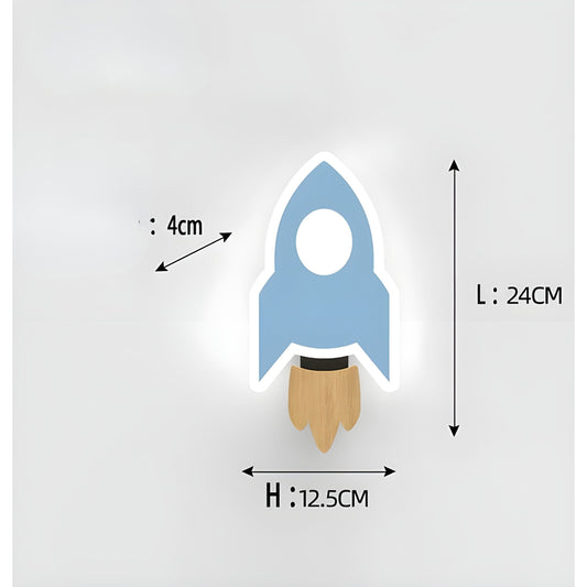RocketGlow Ljus - Dekorativ Barns Tecknad Raket LED Vägglampa
