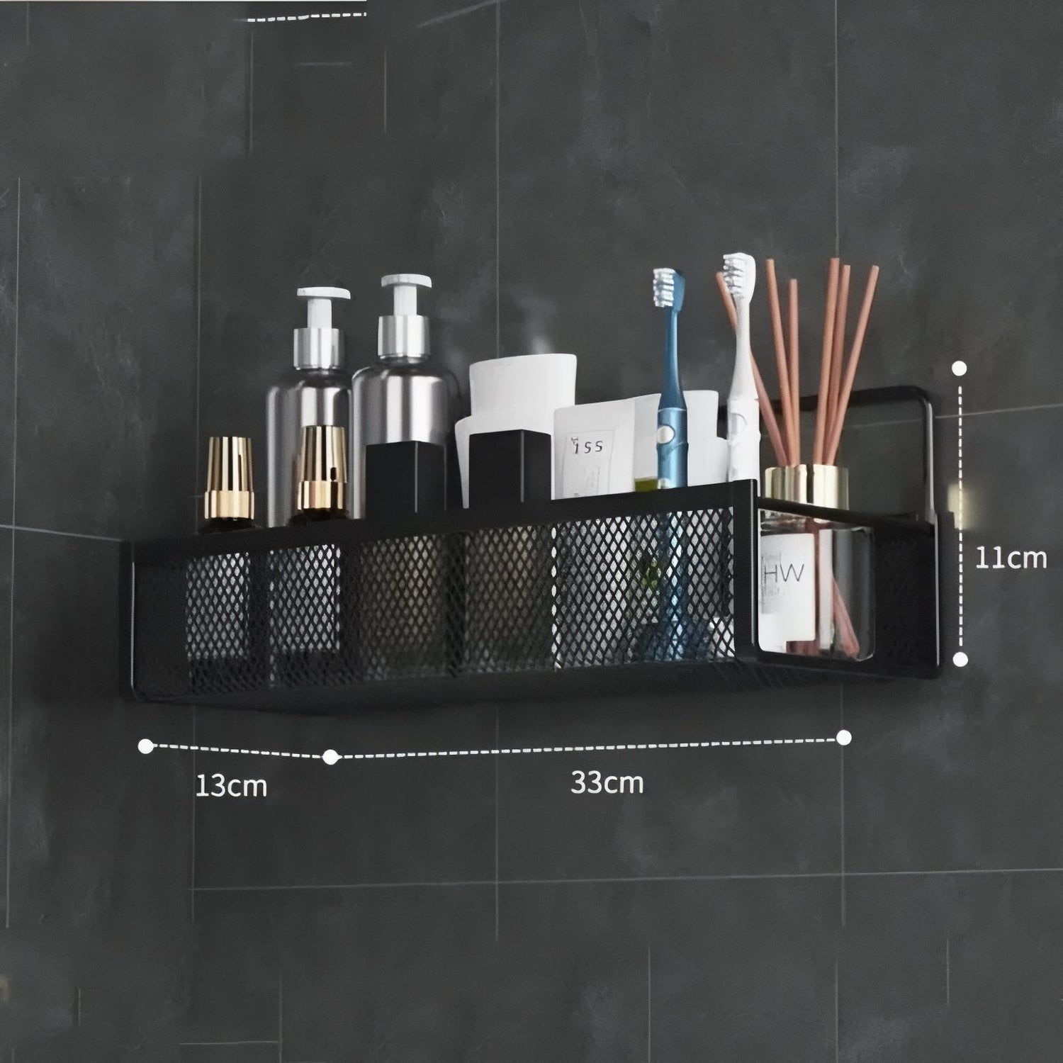 ShelfOra – Väggmonterade Kosmetikhyllor med Krokar för Utrymmessparande Badrumsförvaring