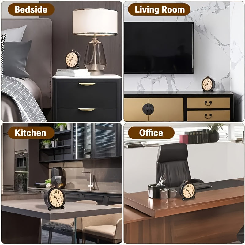 Retro Metall Väckarklocka med Tyst Rörelse – Klassisk Bordstorlek för Sovrum eller Skrivbord