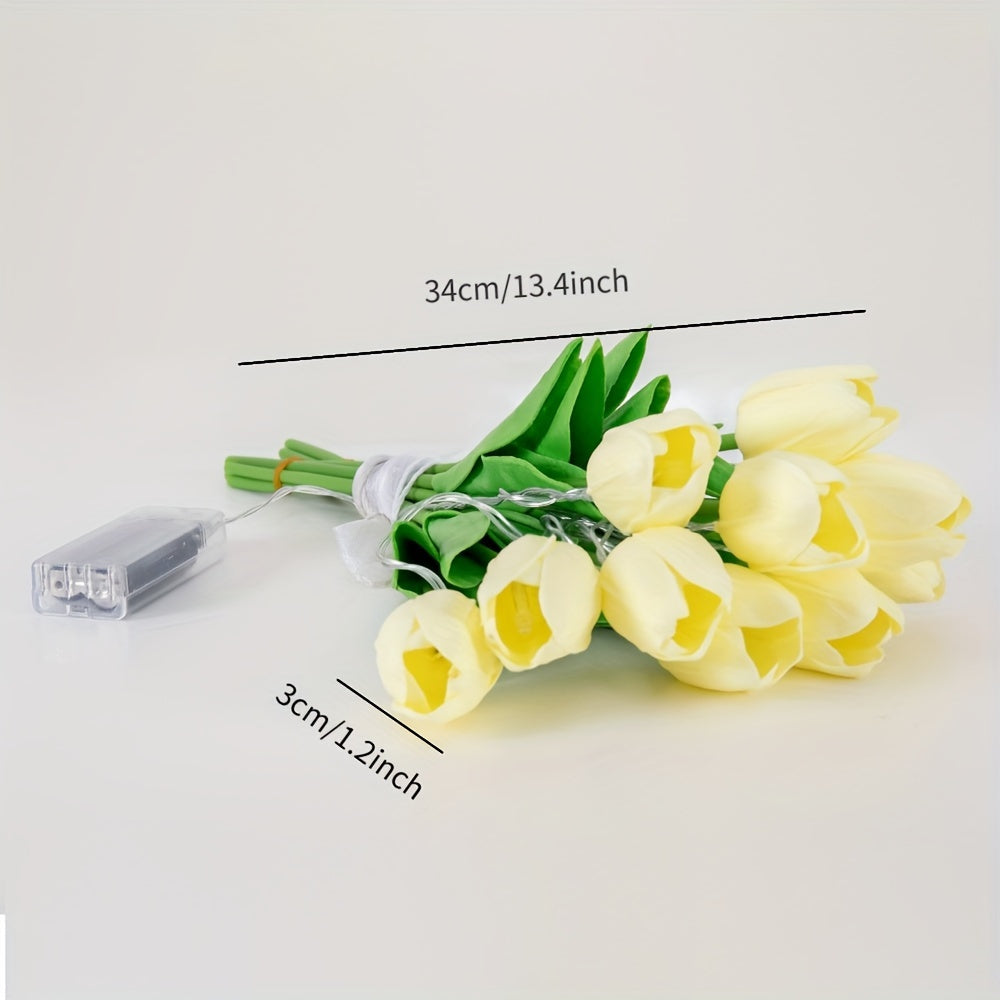 LumiBloom - 10 Stycken Tulpan LED Lampor, Handgjorda Bukett Bordslampor, Perfekta