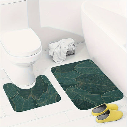 Tropical Leaf Badmatta Set | Mjuk Mikrofiber Absorberande | Halkfri | 2 Delar | Brick by Brick