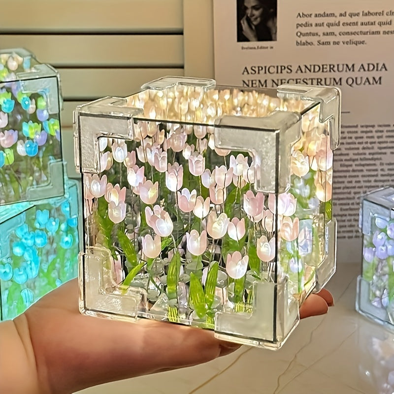 TulipGlow - Handgjord Tulpan LED Nattlampa och Spegel