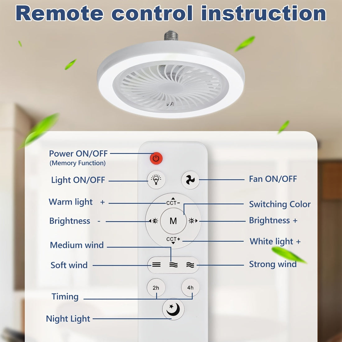 LED Smart Fan Lamp – Dimbar och Tyst