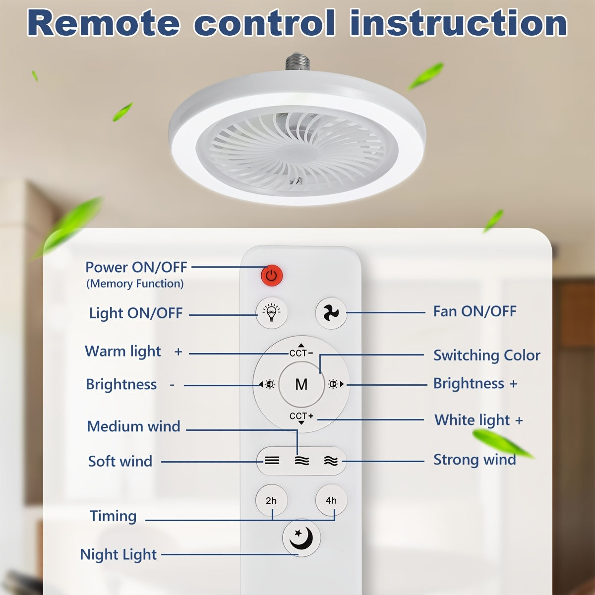 LED Smart Fan Lamp – Dimbar och Tyst