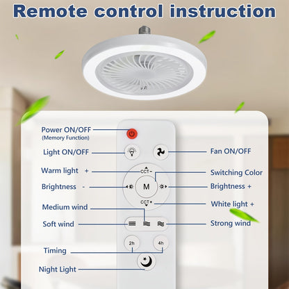 LED Smart Fan Lamp – Dimbar och Tyst