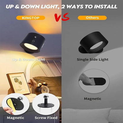 Uppladdningsbar 360° Rotationsbar Magnetisk LED Vägglampa – Justerbar Trådlös Nattlampa