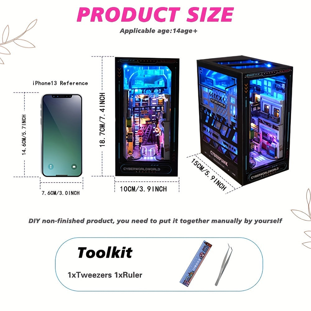 Cyberpunk DIY Stugkit – 3D Modell för Heminredning med Belysning