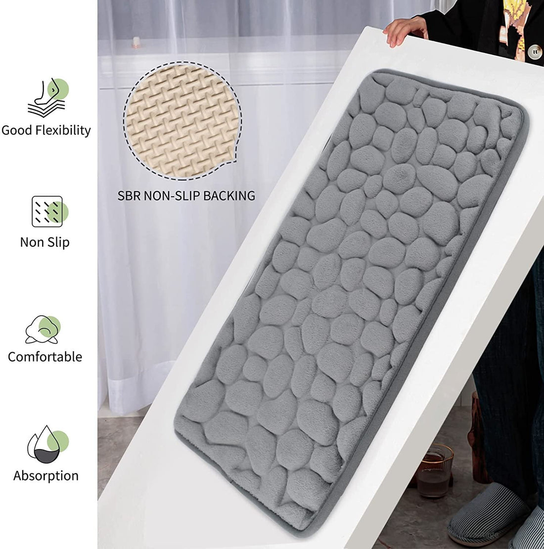 Kobblestone Prägad Badrumsmatta