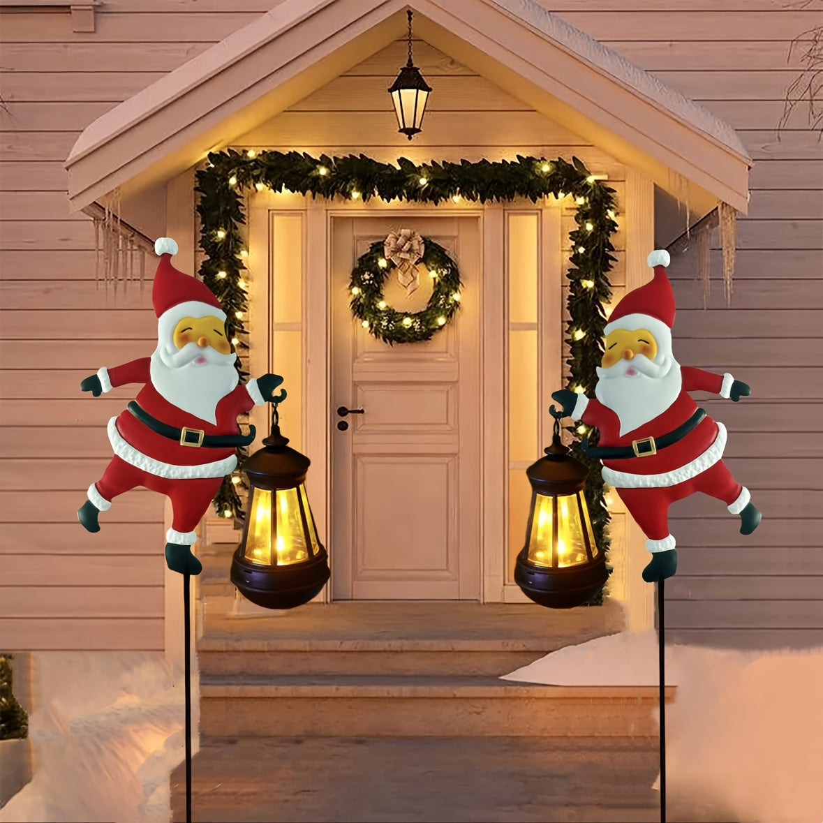 Utomhus solarlampor med Santa lykta