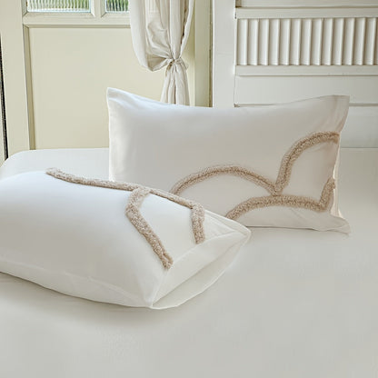 Tufted Sängkläder Set – Sängöverkast och Kuddeöverdrag med Stort Blommönster