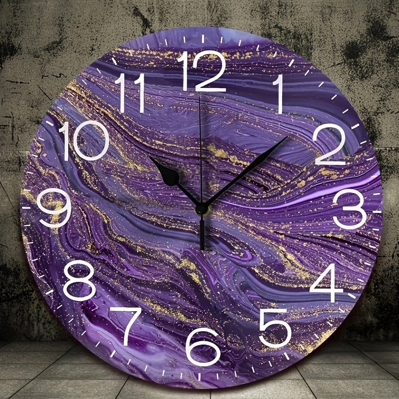 VioletGlow - Modern Lila Väckarklocka med Guld Accenter, Abstrakt Design