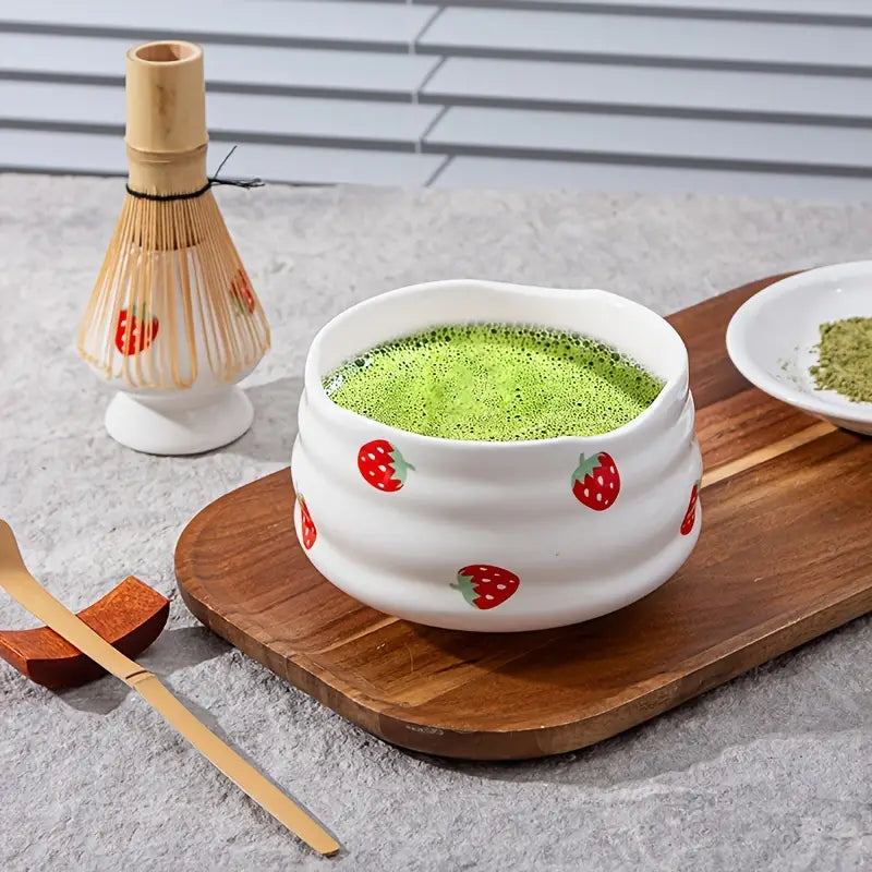 Matcha Set med jordgubbsskål – Traditionellt tillbehör för Matcha Latte