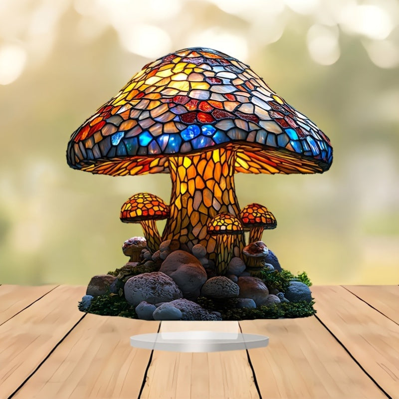 MushroomGlow - Bohemisk Akryl Bordslampa Utan Elektricitet