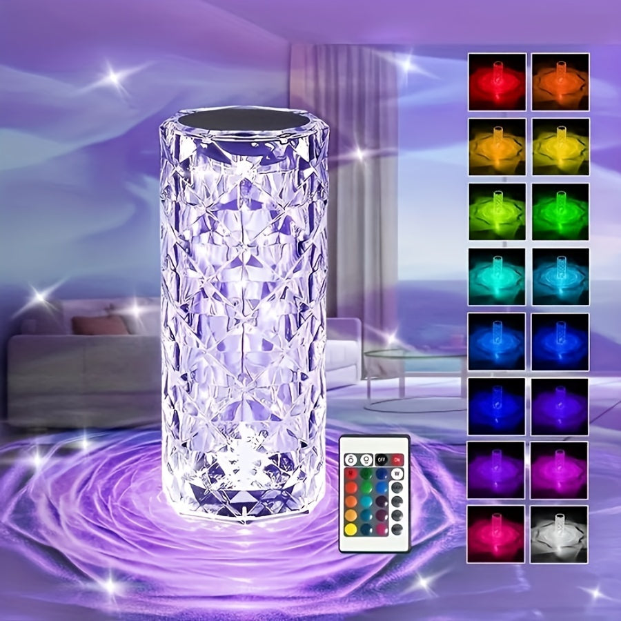 CrystalBloom - Justerbar RGB Bordslampa med USB-uppladdningsbart litiumbatteri och blommönster
