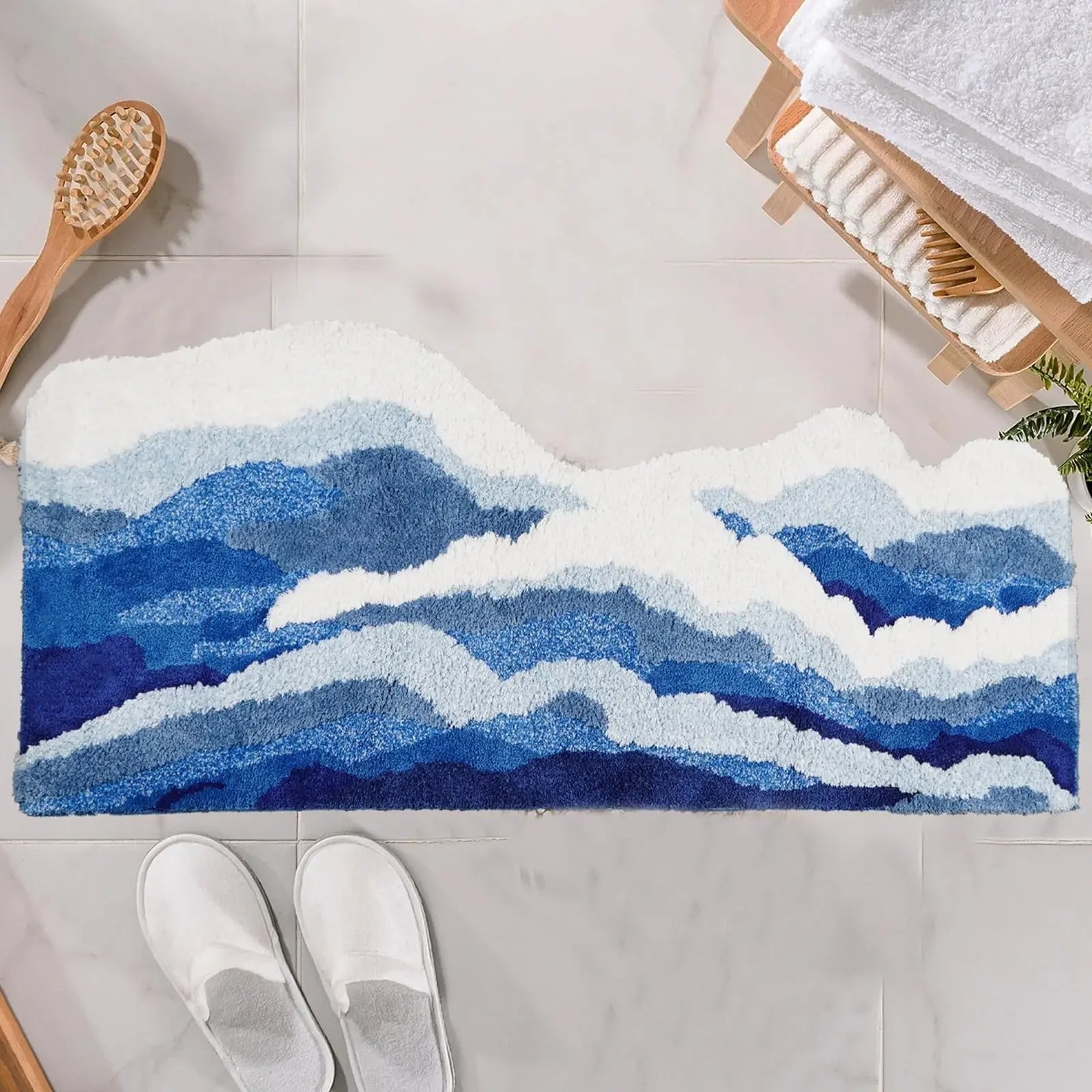 Aesthetic Wave Tufted Rug – Havsinspirerad Mjuk &amp; Halkfri Matta
