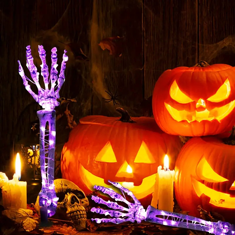 Halloween Solarskelett Armar – Luminösa skallar för trädgård &amp; dekoration