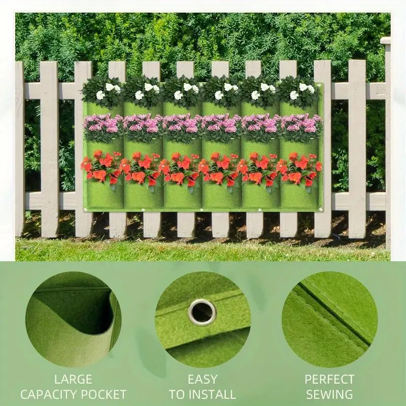 Filz växtpåse för vertikal väggmontering – Tredimensionell, icke-vävd växtpåse