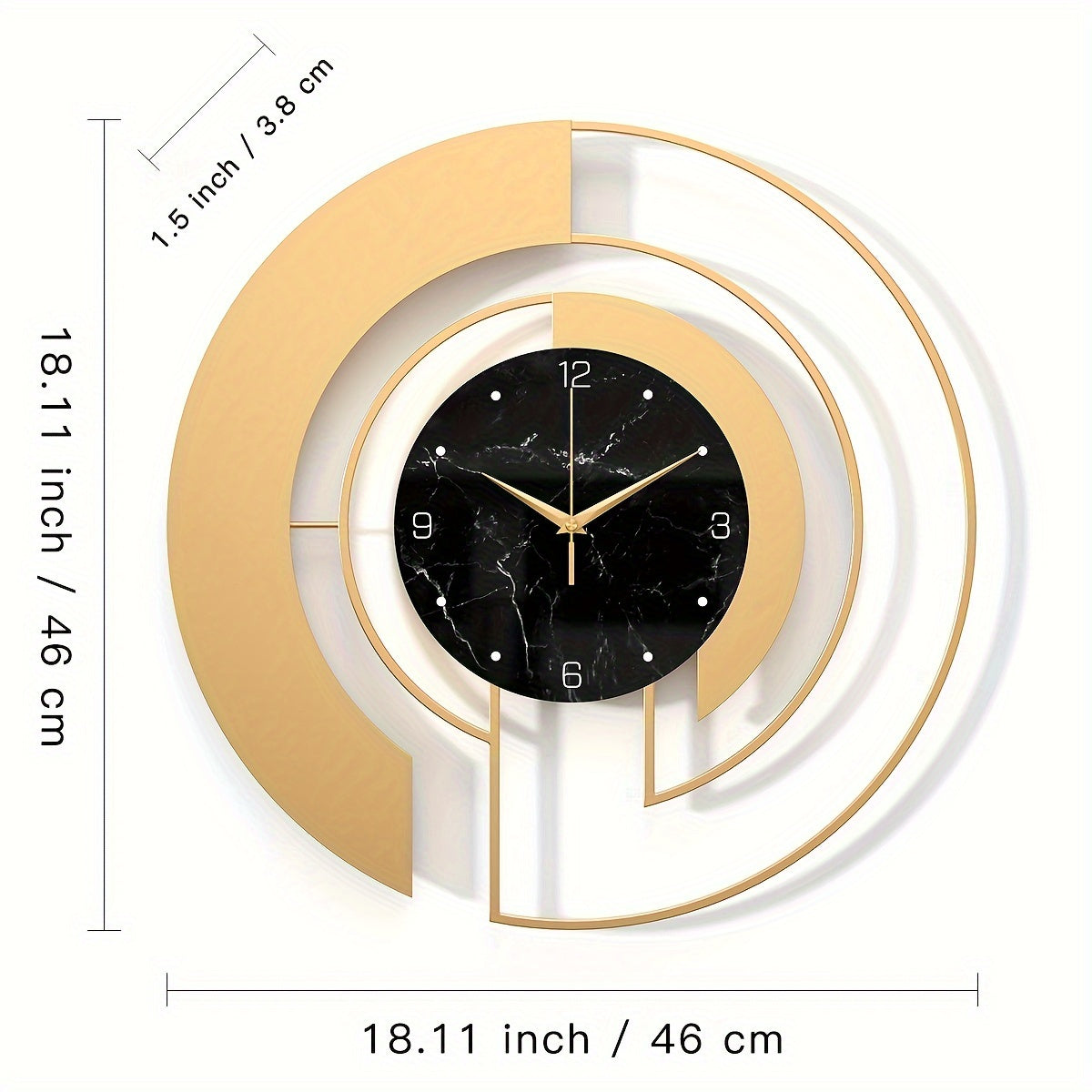 GeoGold - Modern Guld Väggklocka med Stilren Geometrisk Design