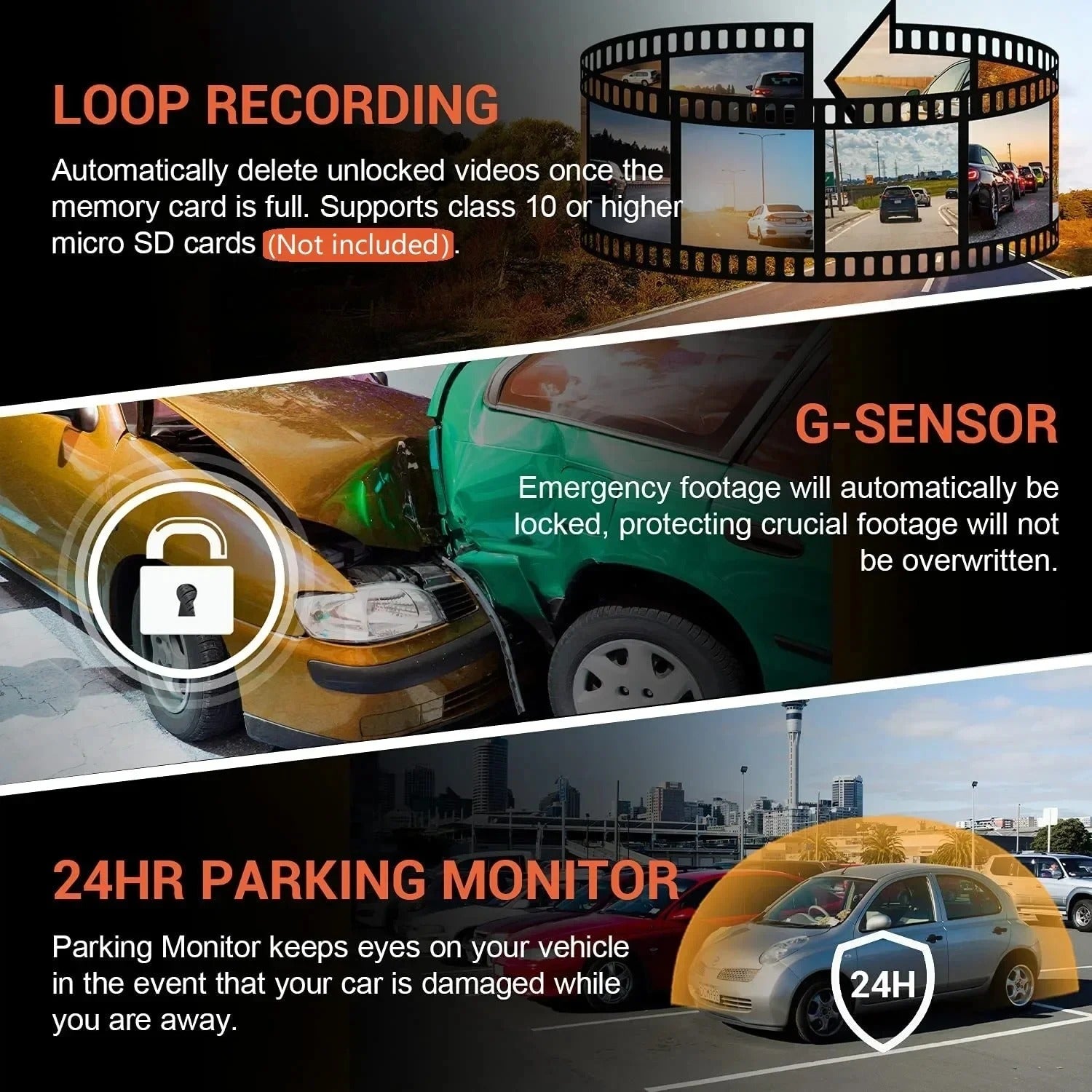1080P WiFi Dubbelkamera Dash Cam – Främre &amp; Inuti Bilkamera med IR Nattvision &amp; Loopinspelning