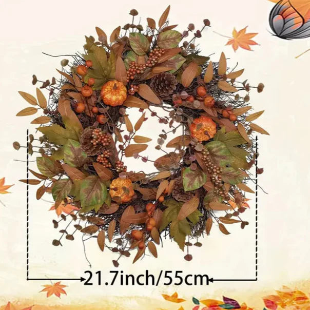 Halloween &amp; jul dörrkrans – höstkrans med pumpor, lönnlöv &amp; kottar