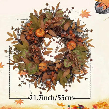 Halloween &amp; jul dörrkrans – höstkrans med pumpor, lönnlöv &amp; kottar
