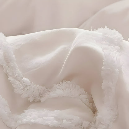 PureHaven Duvet-set - 3 delar Lyxig Randig Klippt Sängöverdrag