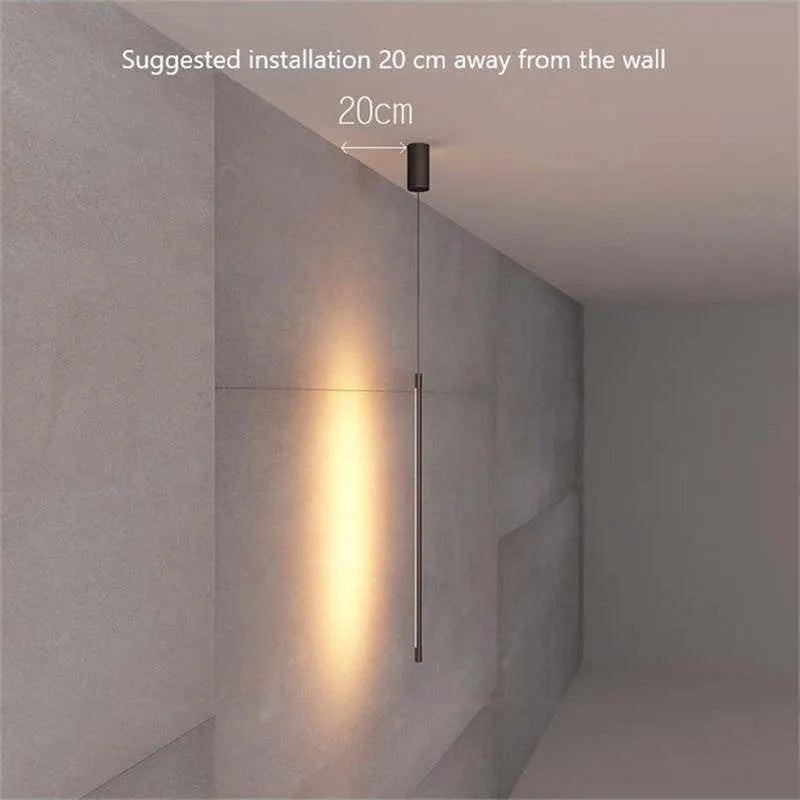 Pendellampa Slim Svart Metall Sänglampa