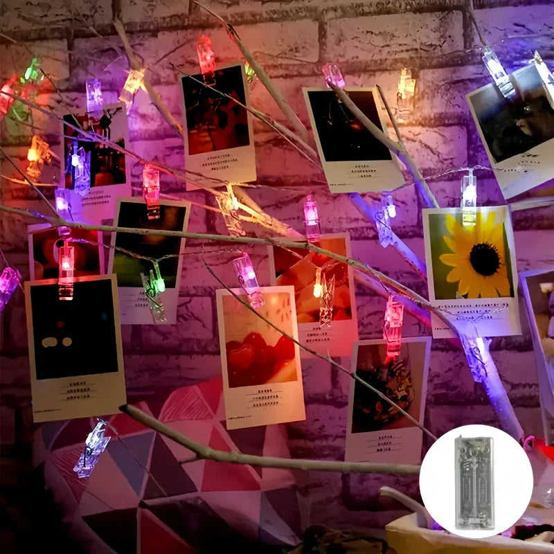 LED Fotoklipp Ljussträng med Batteridrift – Färgskiftande ljus för dekoration och fotopresentation