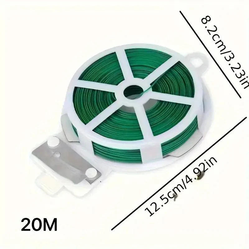 Carvallo Trädgårdstråd med integrerad klippare | 20 m planteringstråd | Återanvändbar och väderbeständig | För trädgård och hushåll