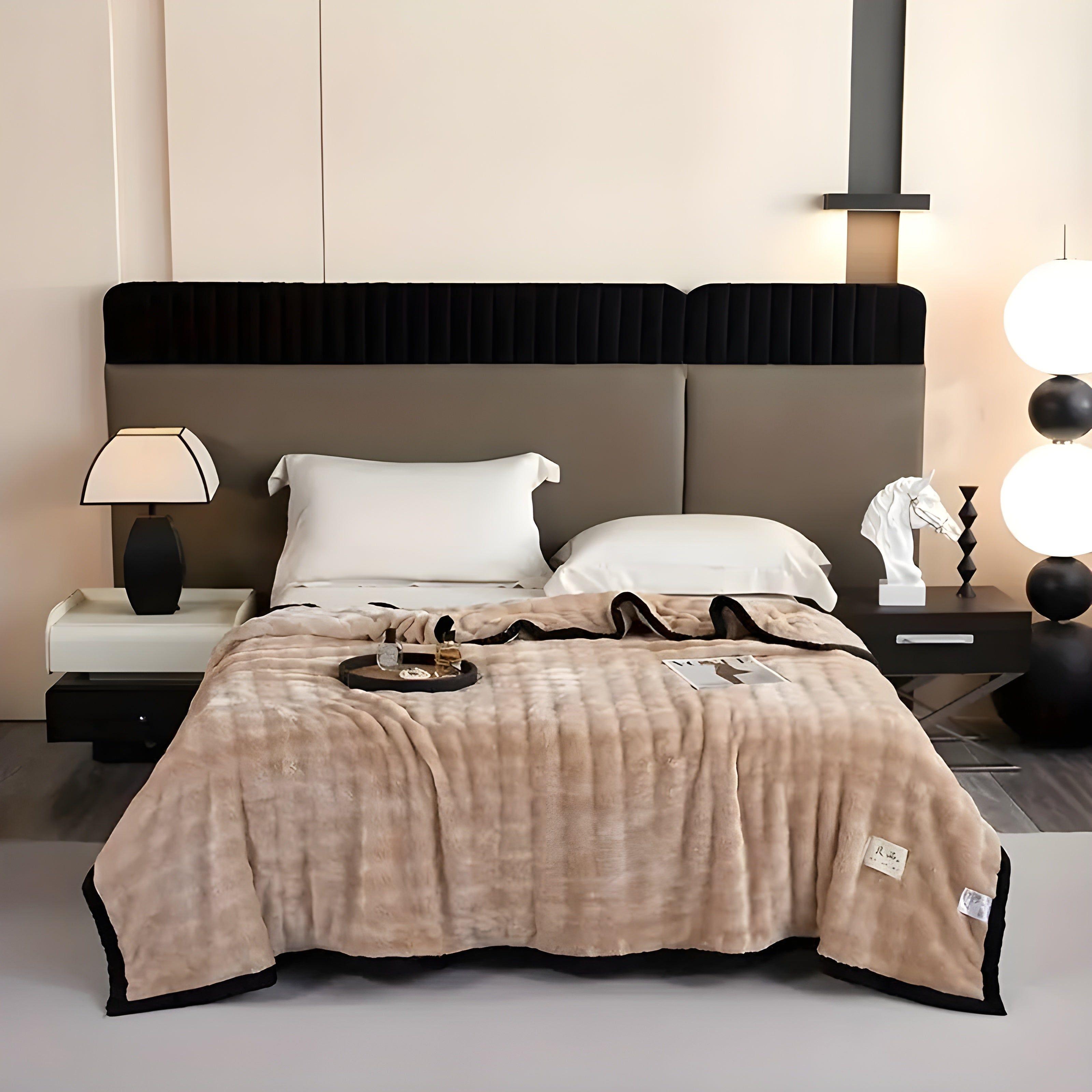 SoftSerenity Sängkläder Set - Lyxig Kaninfäll Plyschfilt