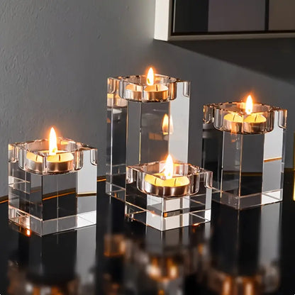 Halloween &amp; Jul Kristall Ljusstake – Elegant 4-pack för Festlig Dekor