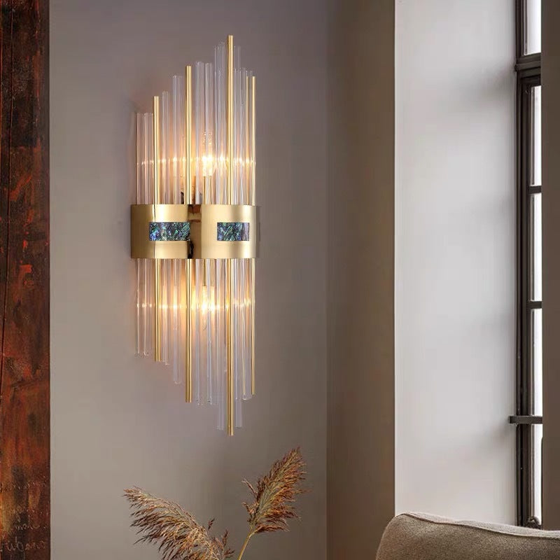Kristall LED Vägglampa Guld, Vardagsrum/Sovrum, Metall/Akryl