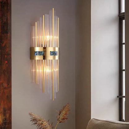 Kristall LED Vägglampa Guld, Vardagsrum/Sovrum, Metall/Akryl