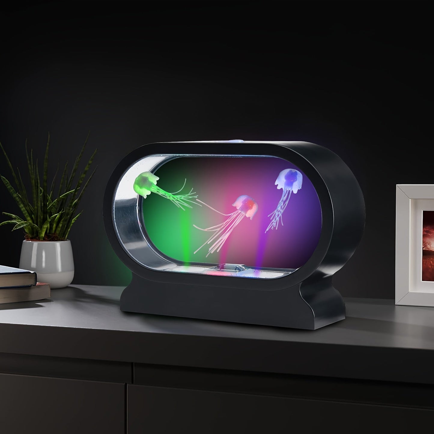 LumiJelly - LED Manet Tafellampa, 3-Färgs Simulering Akvarium Nattlampa, Batteridriven, Dekorativt Ljus