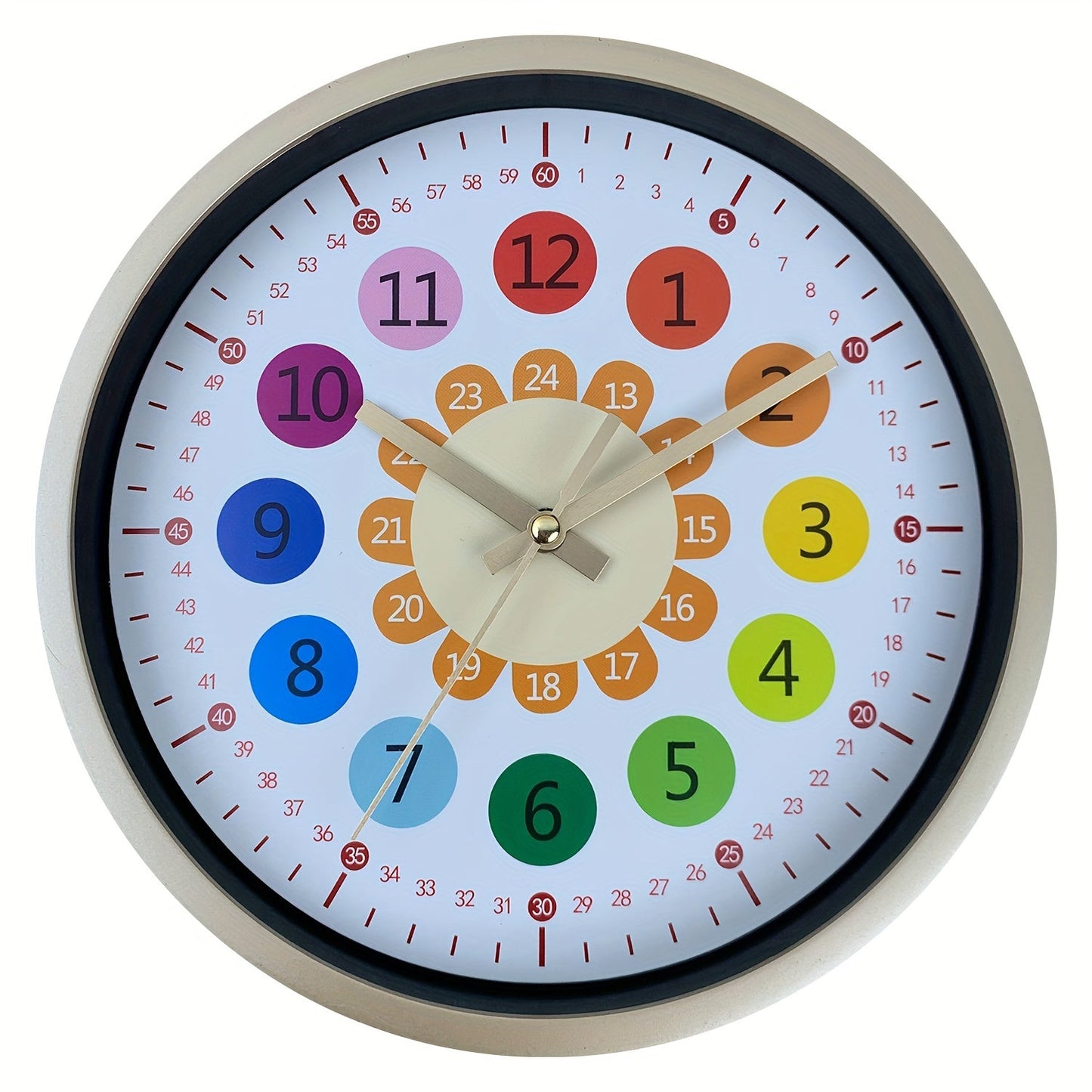 8-tums Plast Väggklocka - Solros Design, Tyst Klocka