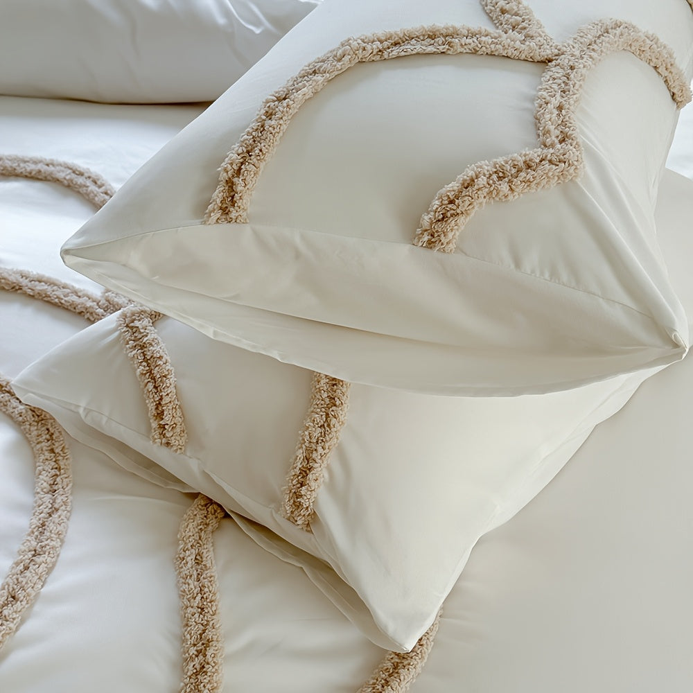 Tufted Sängkläder Set – Sängöverkast och Kuddeöverdrag med Stort Blommönster