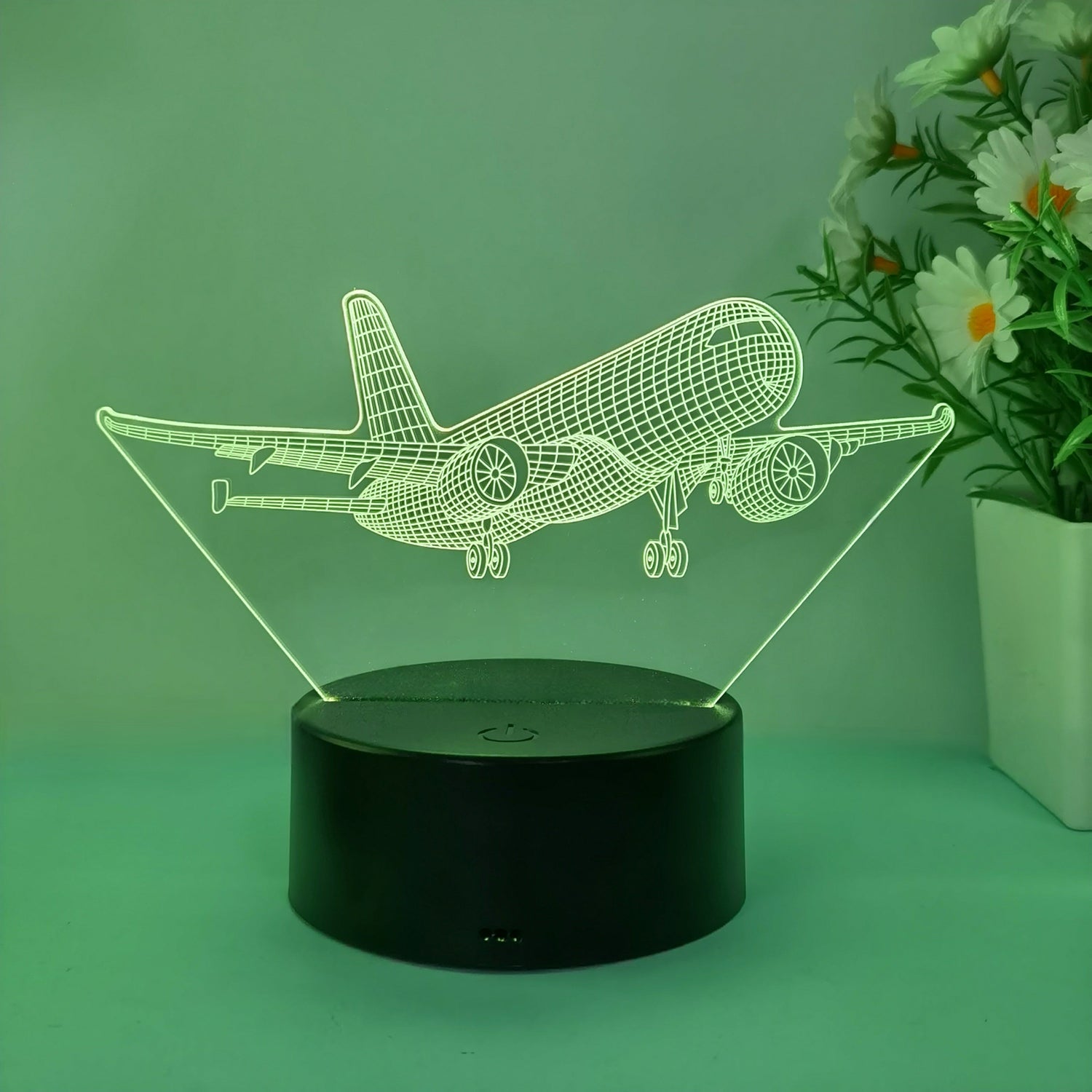 SkyGlow - 3D Flygplansakrylnattlampa med USB, LED Bordslampa